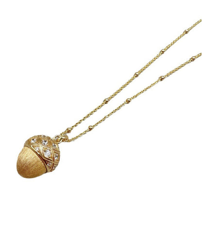 Gold Sterling Silver Overgild Zircon Pinecone Pendant Necklace Qi078
