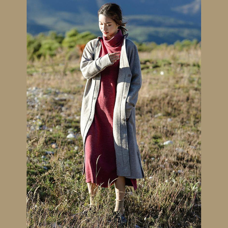 Gray Loose Woolen Overcoat New Outfits