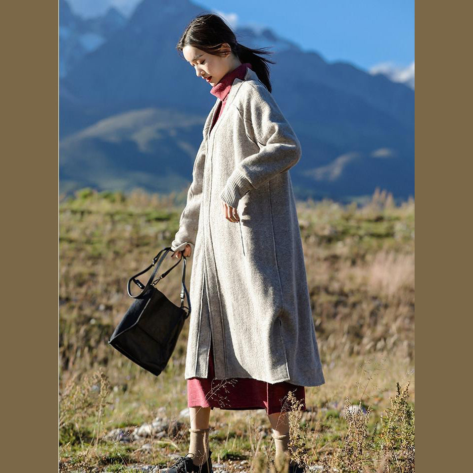 Gray Loose Woolen Overcoat New Outfits