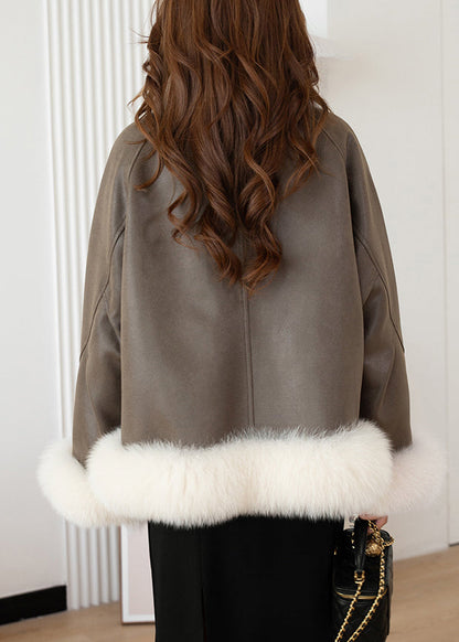 Green Fur Collar Pockets Sashes Parka Winter