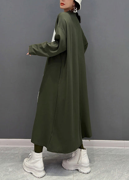 Green O-neck Maxi Dresses Spring
