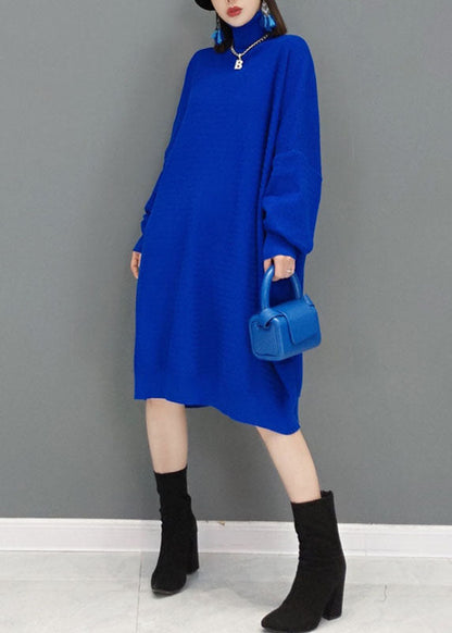 Green Turtleneck Knitted Sweater Dress Fall