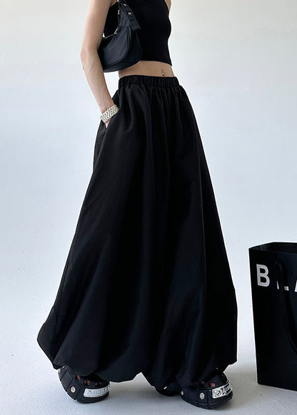 Grey Pockets Elastic Waist Lantern Pants Spring