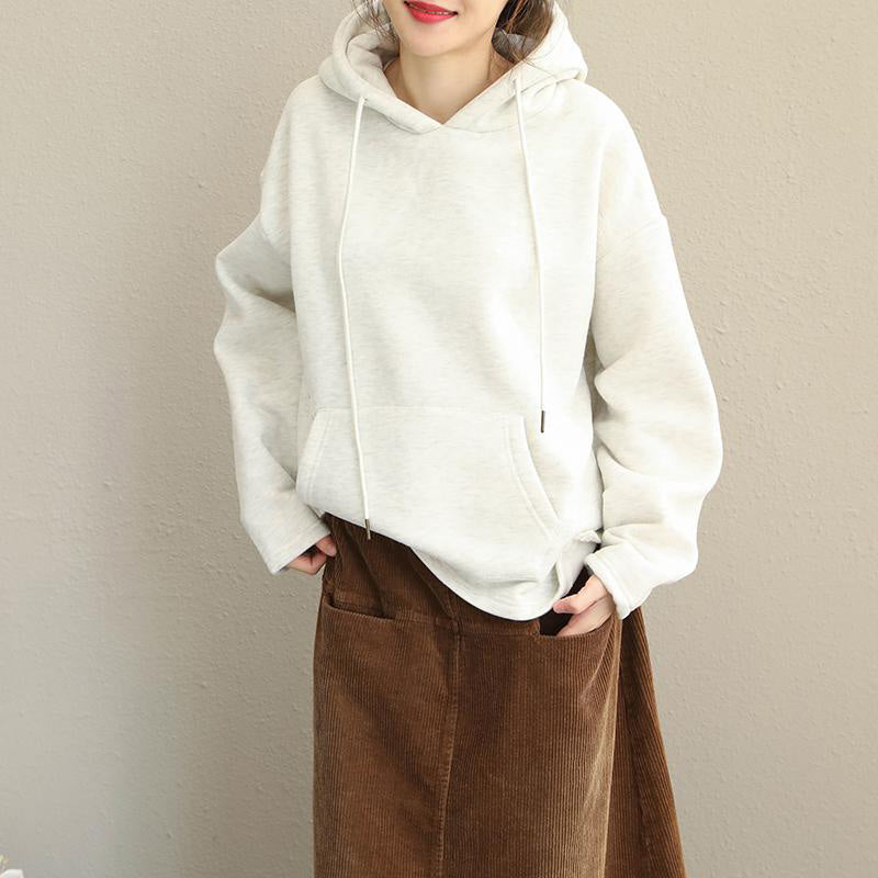 Hoodie Pure Color Brushed Fleece for