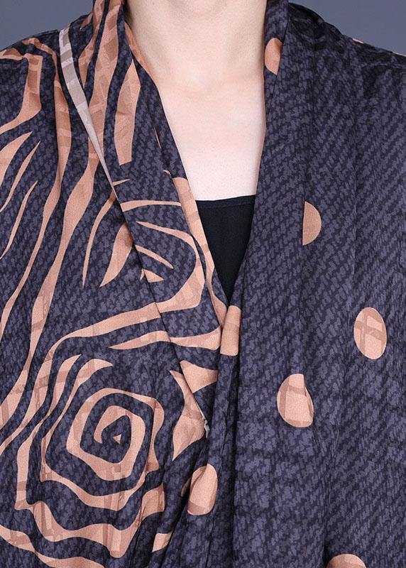 Khaki Print Asymmetrical Design Chiffon Dresses Summer