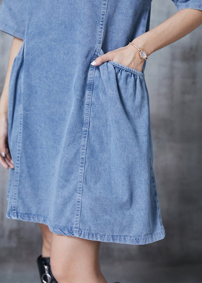 Light Blue Cartoon Denim Day Dress Summer