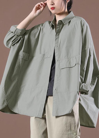 Light Blue Spring Pockets Shirt Long Sleeve
