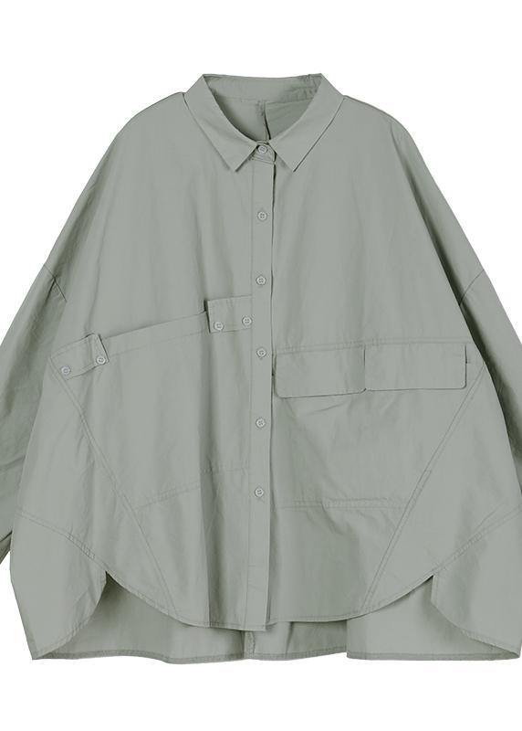 Light Blue Spring Pockets Shirt Long Sleeve