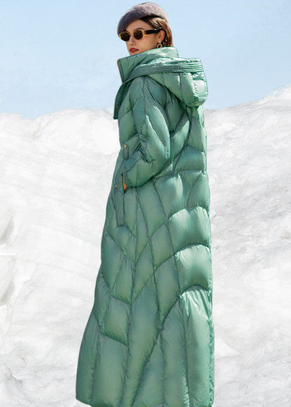 Light Green Hooded Thick Lengthen Duck Down Canada Goose Jacket Winter