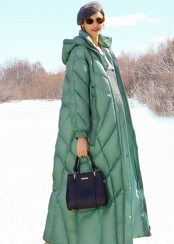 Light Green Hooded Thick Lengthen Duck Down Canada Goose Jacket Winter