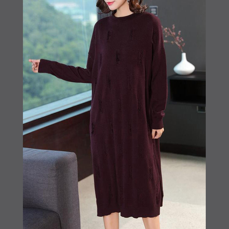 Loose Pure Color Knitted Dresses Clothes
