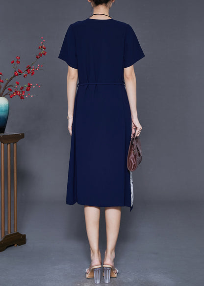 Navy Oversized Patchwork Chiffon Dress Summer
