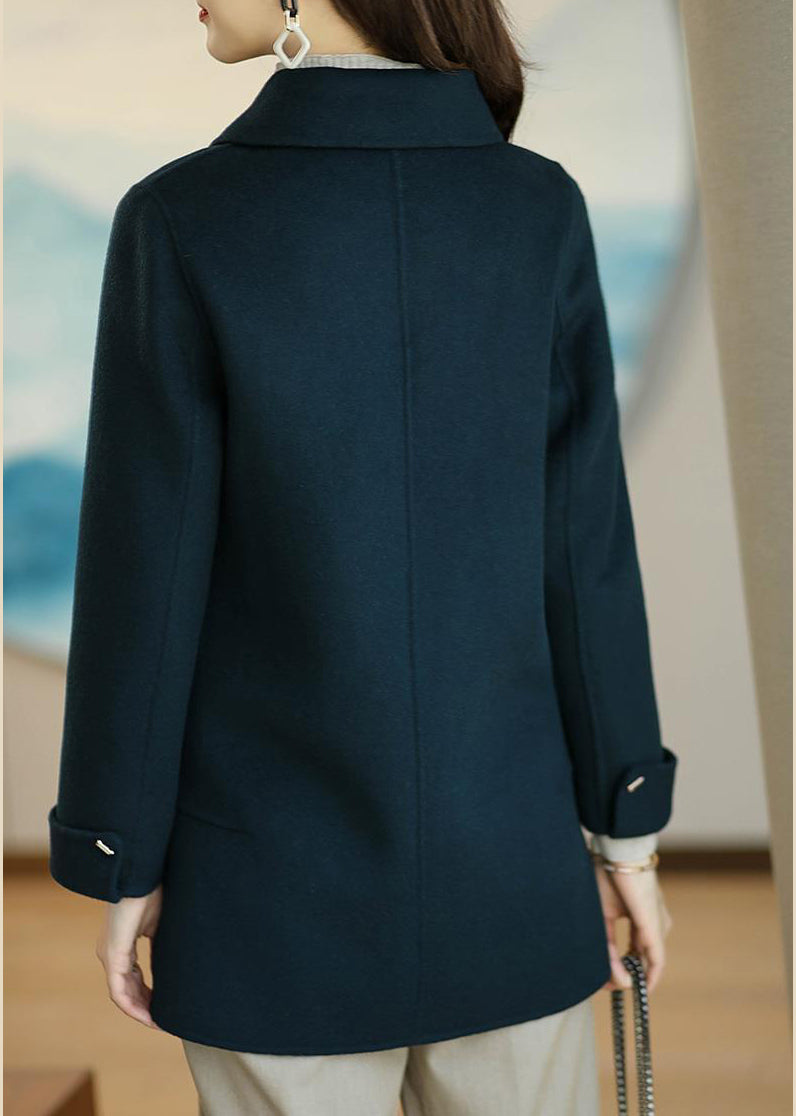 Navy Peter Pan Collar Slim Fit Woolen Trench Fall