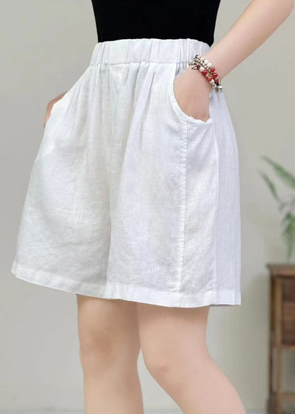 Orange Oversized Elastic Waist Cotton Pants Shorts Summer