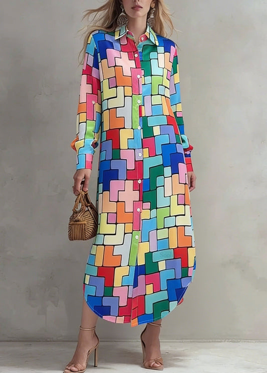 Peter Pan Collar Print Cotton Shirts Dress Spring