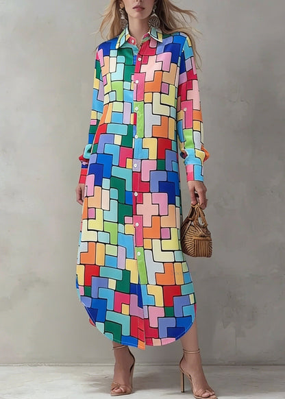 Peter Pan Collar Print Cotton Shirts Dress Spring