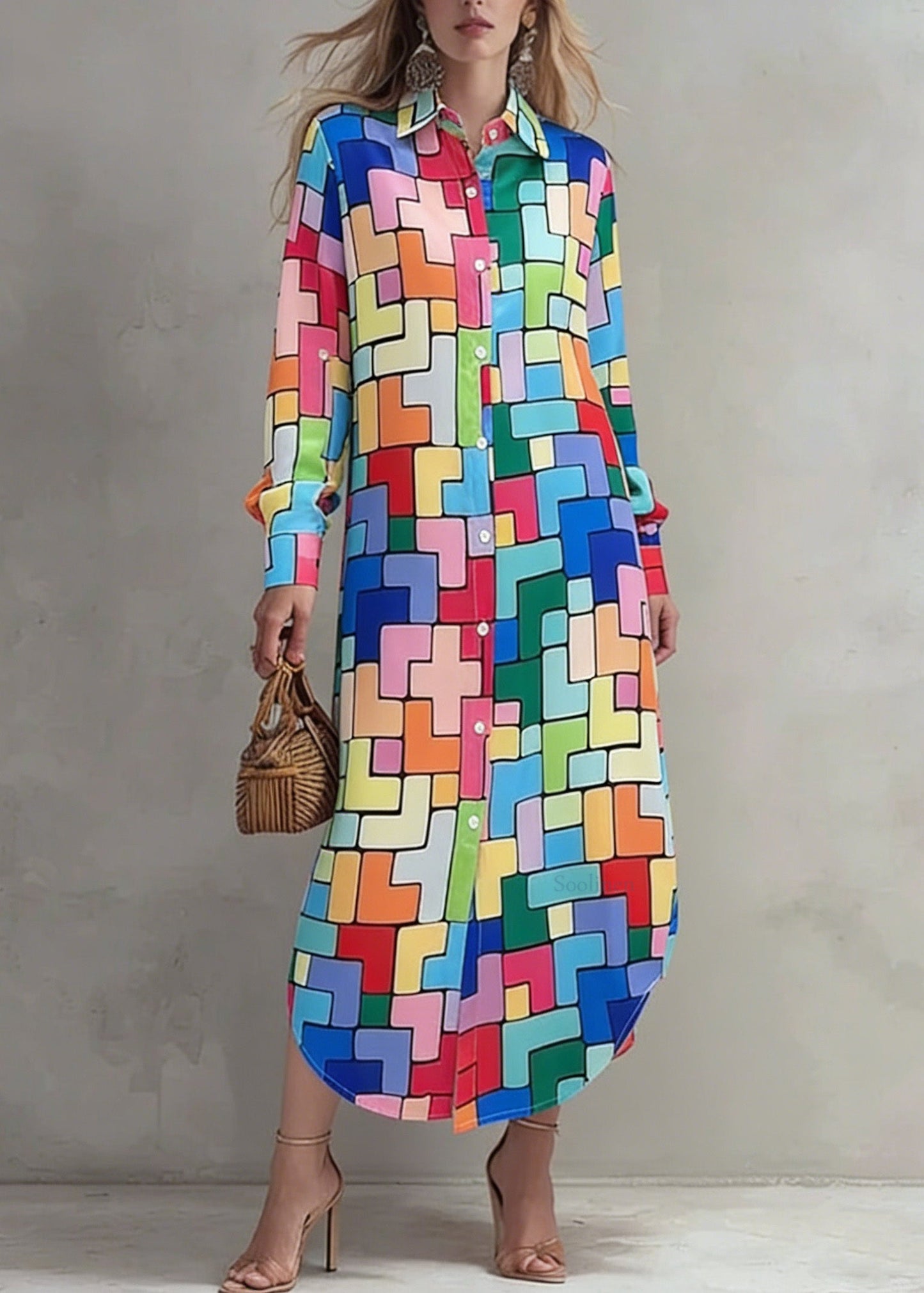 Peter Pan Collar Print Cotton Shirts Dress Spring