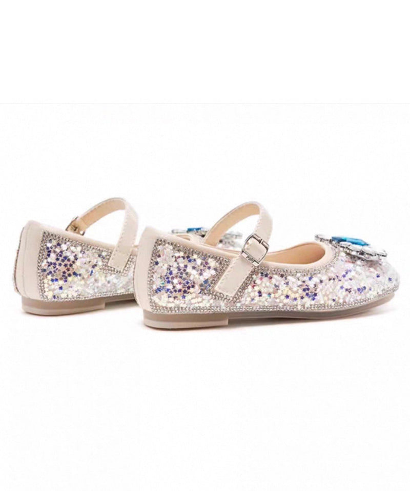 Pink Crystal Buckle Strap Flat Shoes