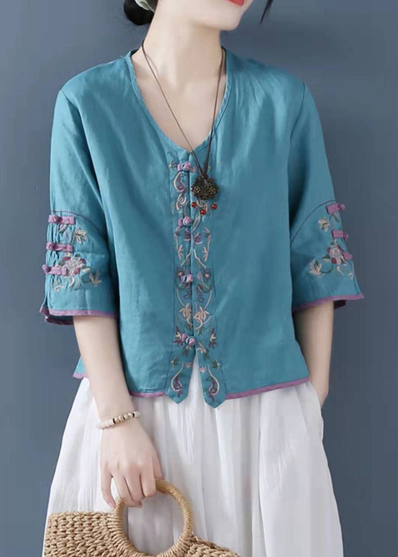Pink Embroideried Button Shirts Half Sleeve
