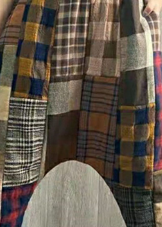 Plaid Patchwork Thick Linen Pants Winter