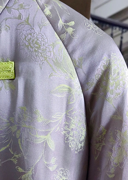 Purple Tasseled Jacquard Fine Cotton Filled Outwear Winter