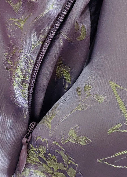 Purple Tasseled Jacquard Fine Cotton Filled Outwear Winter