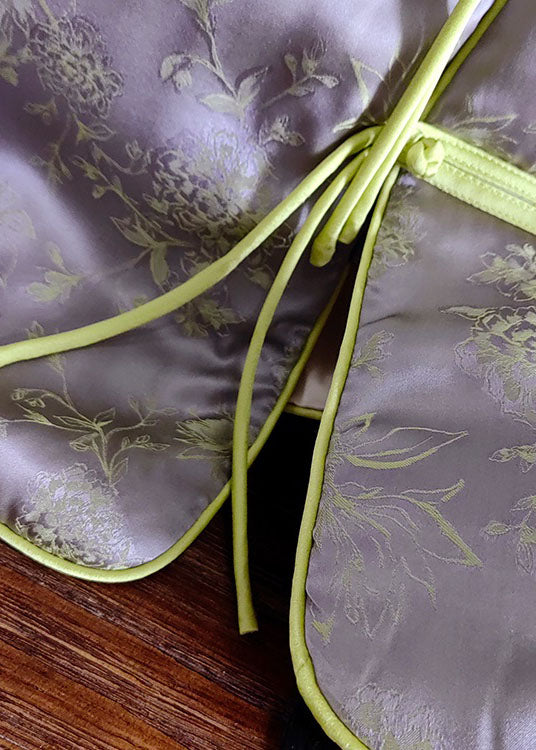 Purple Tasseled Jacquard Fine Cotton Filled Outwear Winter