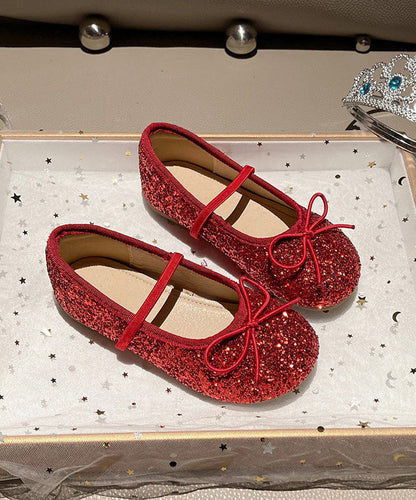 Red Sequins Kids Lace Up Penny Loafers
