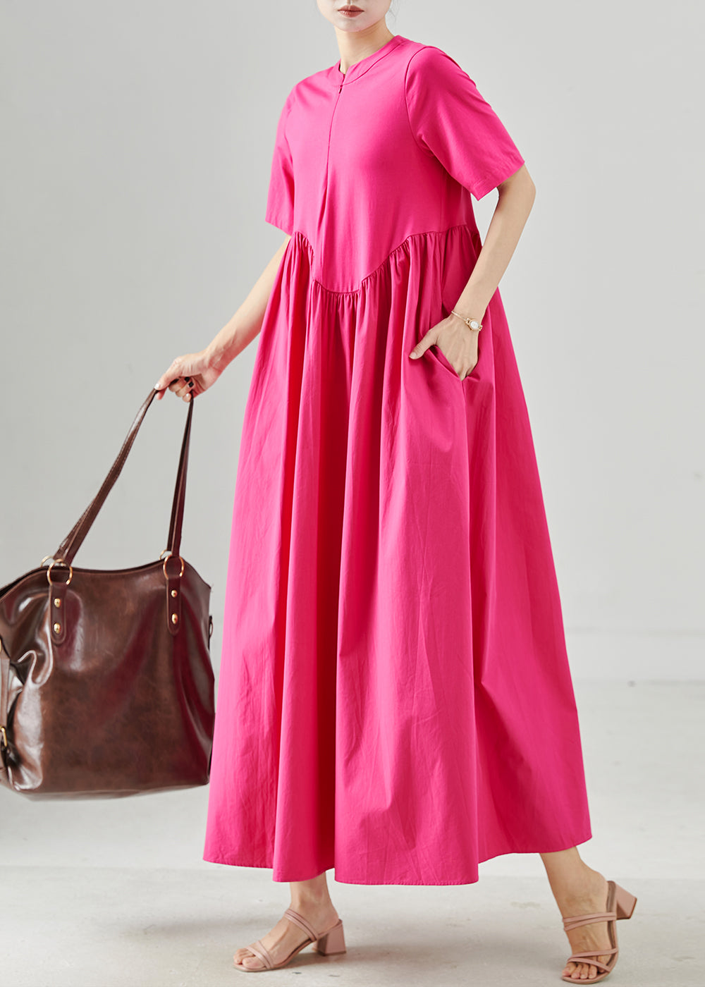Rose Exra Large Hem Cotton Long Dresses Summer