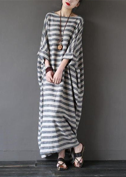 Stripe Loose Big Size Maxi Size Dresses Plus Sizes Clothes