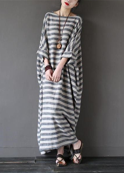 Stripe Loose Big Size Maxi Size Dresses Plus Sizes Clothes