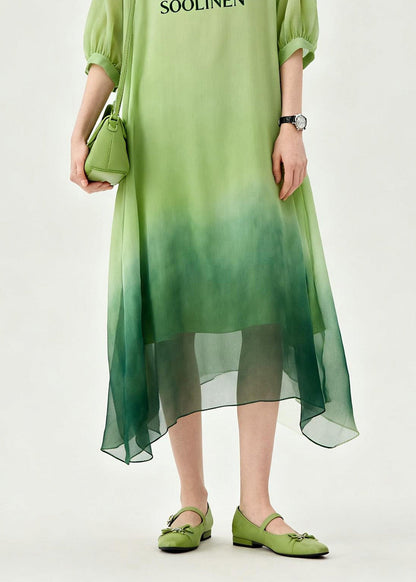Tie Dye O Neck Print Chiffon Maxi Dresses Summer
