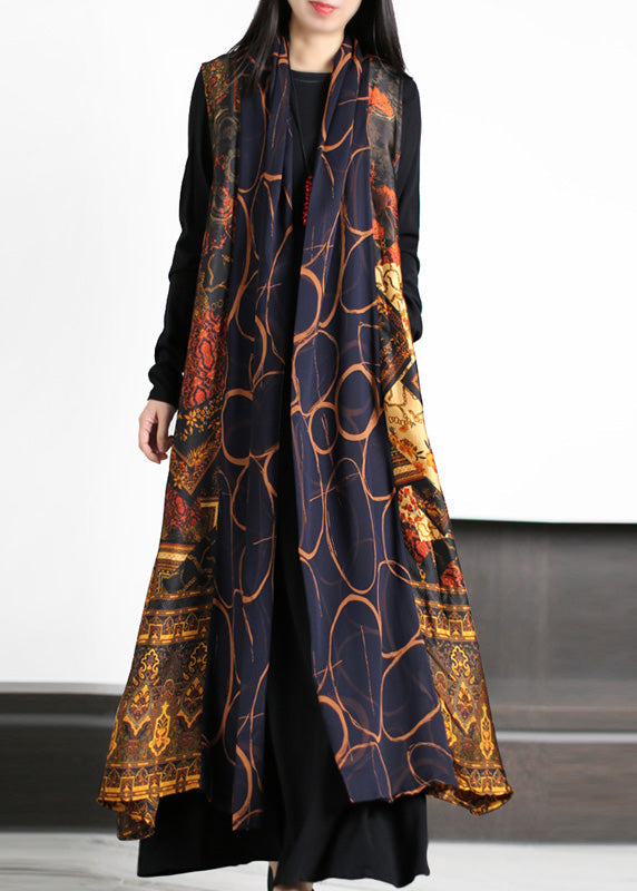 V Neck Print Silk Holiday Trench Coats Spring