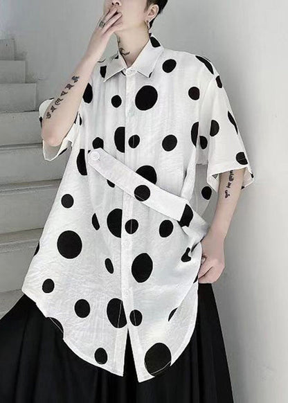 White Peter Pan Collar Dot Cotton Shirts Summer