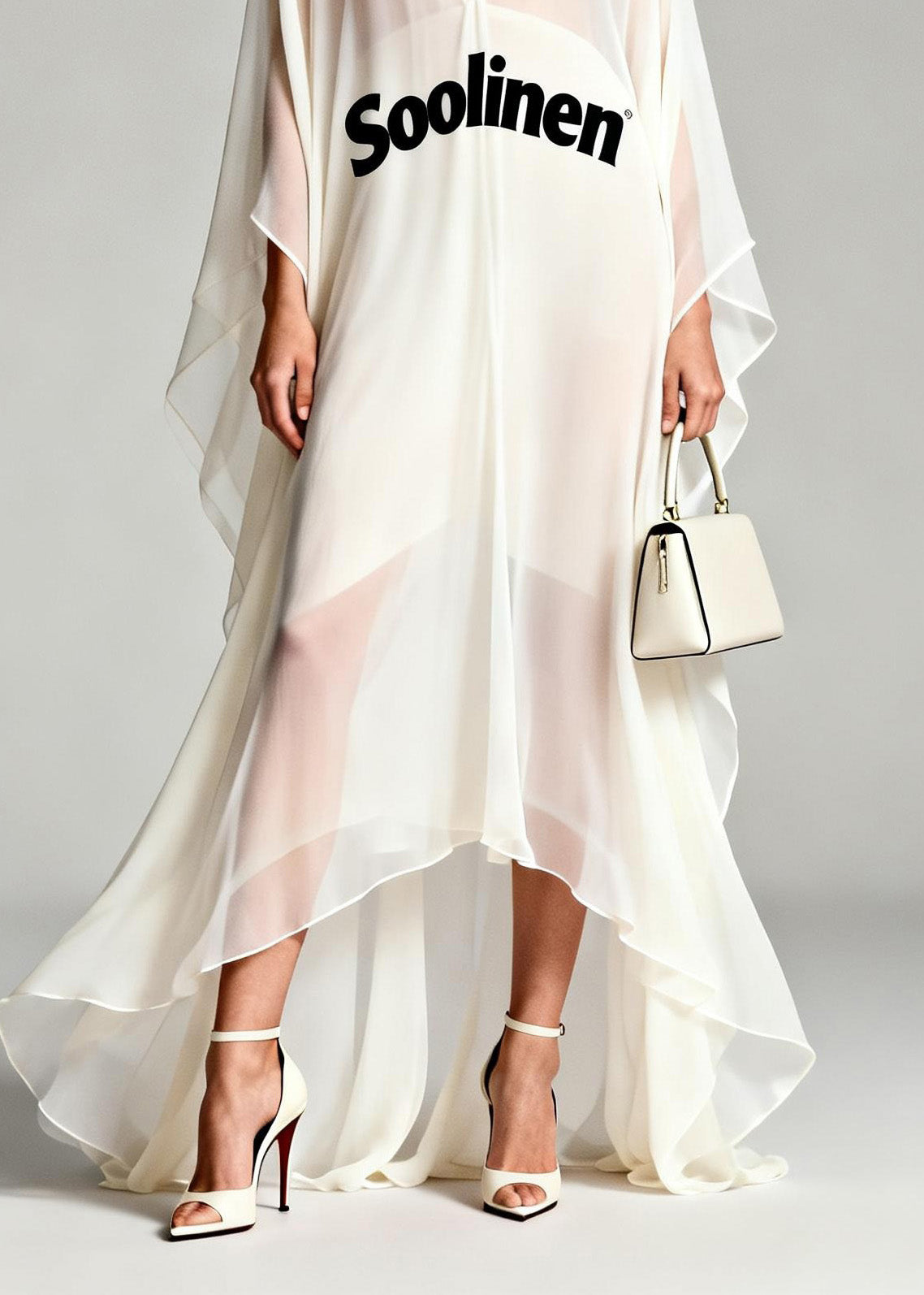 White V Neck Print Asymmetrical Chiffon Robe Dresses Summer