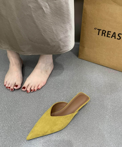 Yellow Pointed Toe Flip Flops