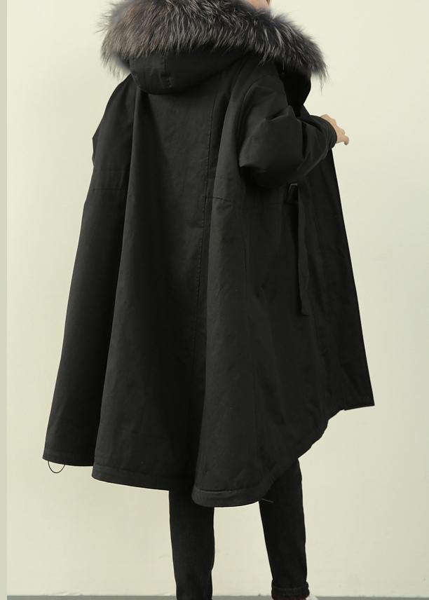 Black Fur Collar Long Quilted Padded Coat Loose Coats