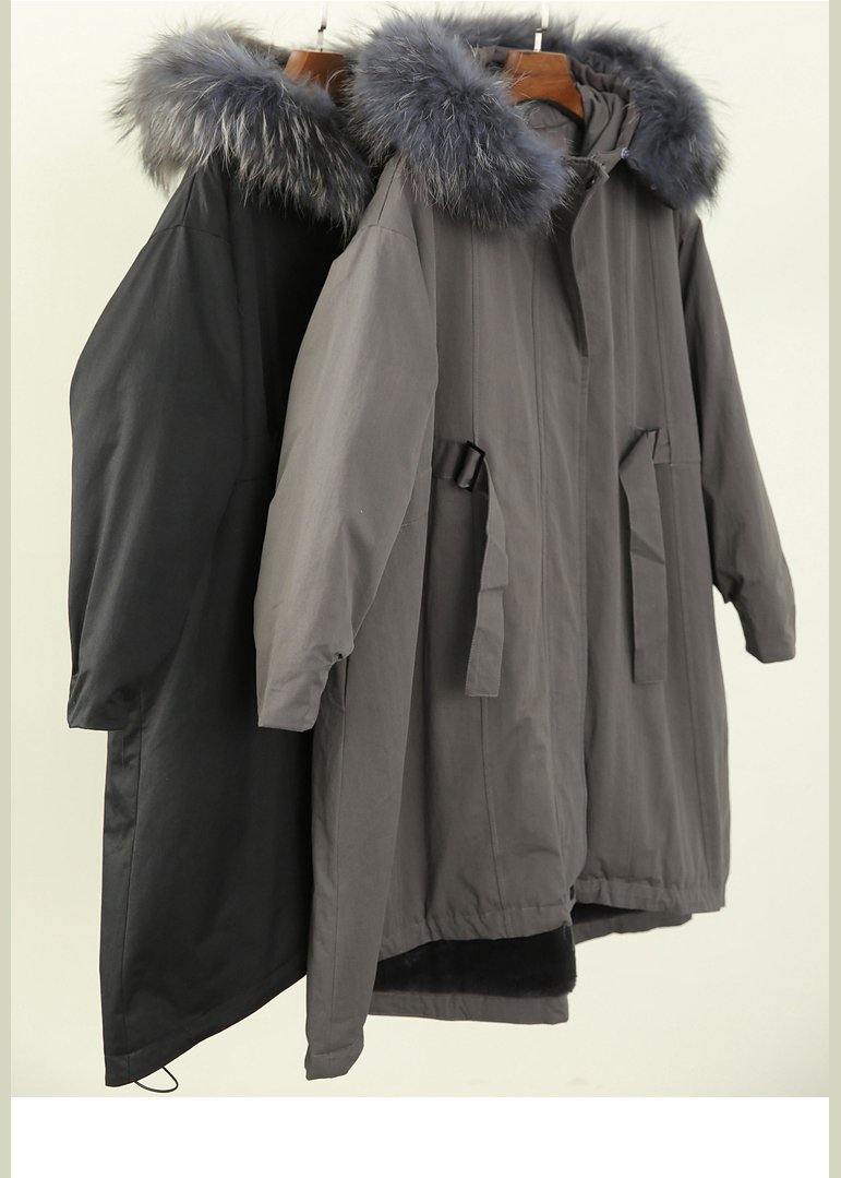 Black Fur Collar Long Quilted Padded Coat Loose Coats