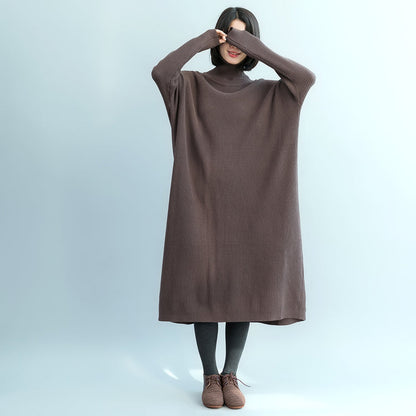 Chocolate Sweater Weather Fuzzy High Neck Knitwear