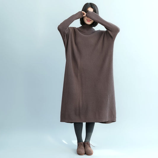 Chocolate Sweater Weather Fuzzy High Neck Knitwear