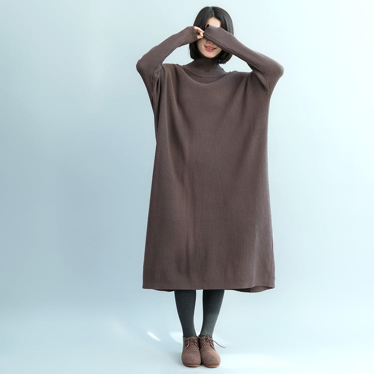 Chocolate Sweater Weather Fuzzy High Neck Knitwear