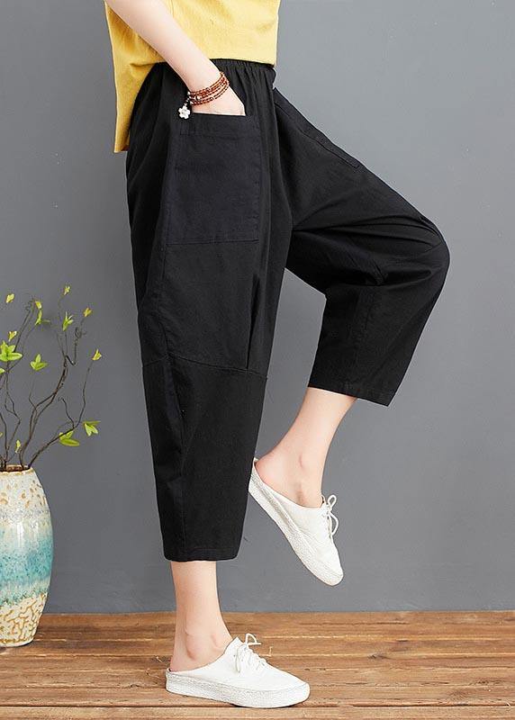 Fine Green Elastic Waist Jeans Harem Pants Summer Cotton