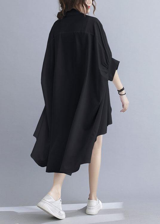 Fine Black Peter Pan Collar Low High Design Summer Top