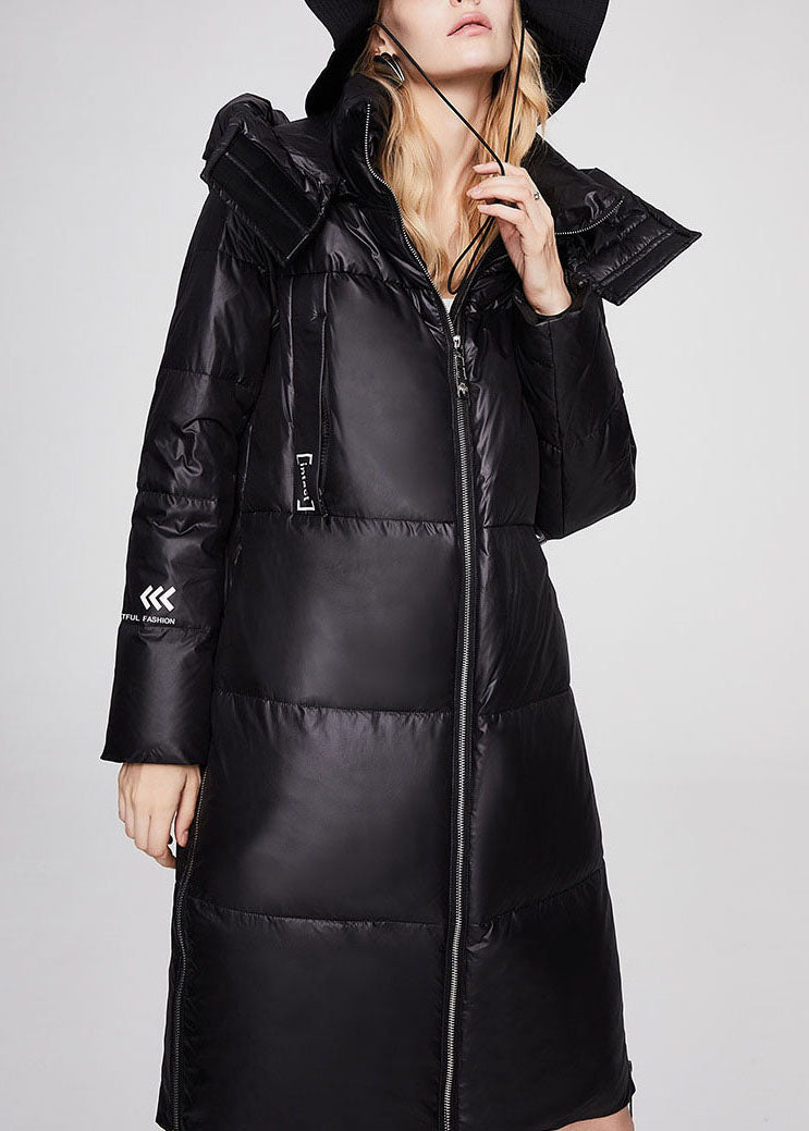 Fine Black Hooded Thick Fine Winter Duck Down Puffer