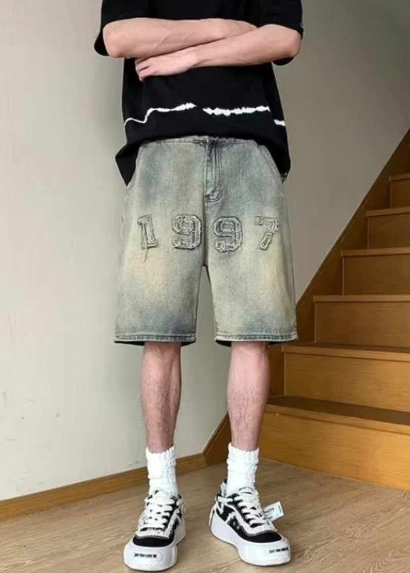 Fine Blue Digit Pockets High Waist Denim Shorts Summer
