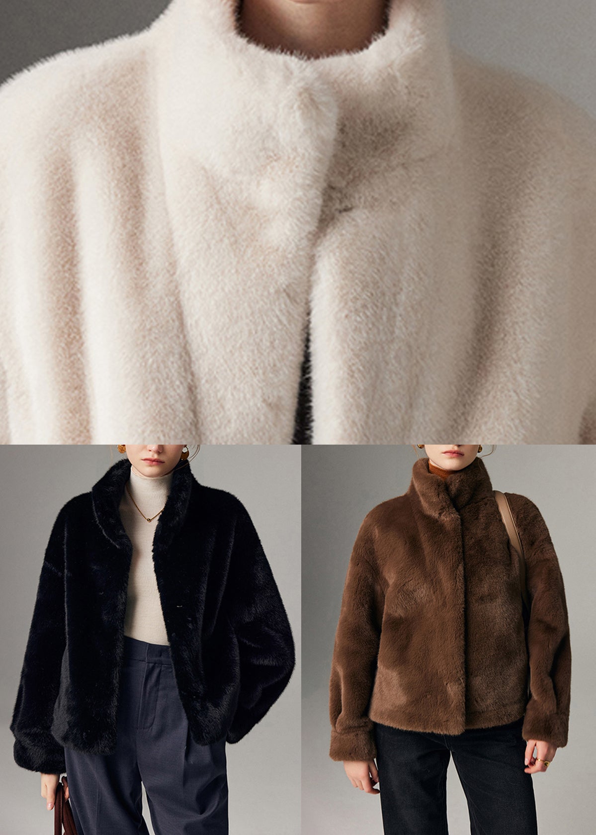 Fine Coffee Pockets Warm Mink Velvet Coat Spring