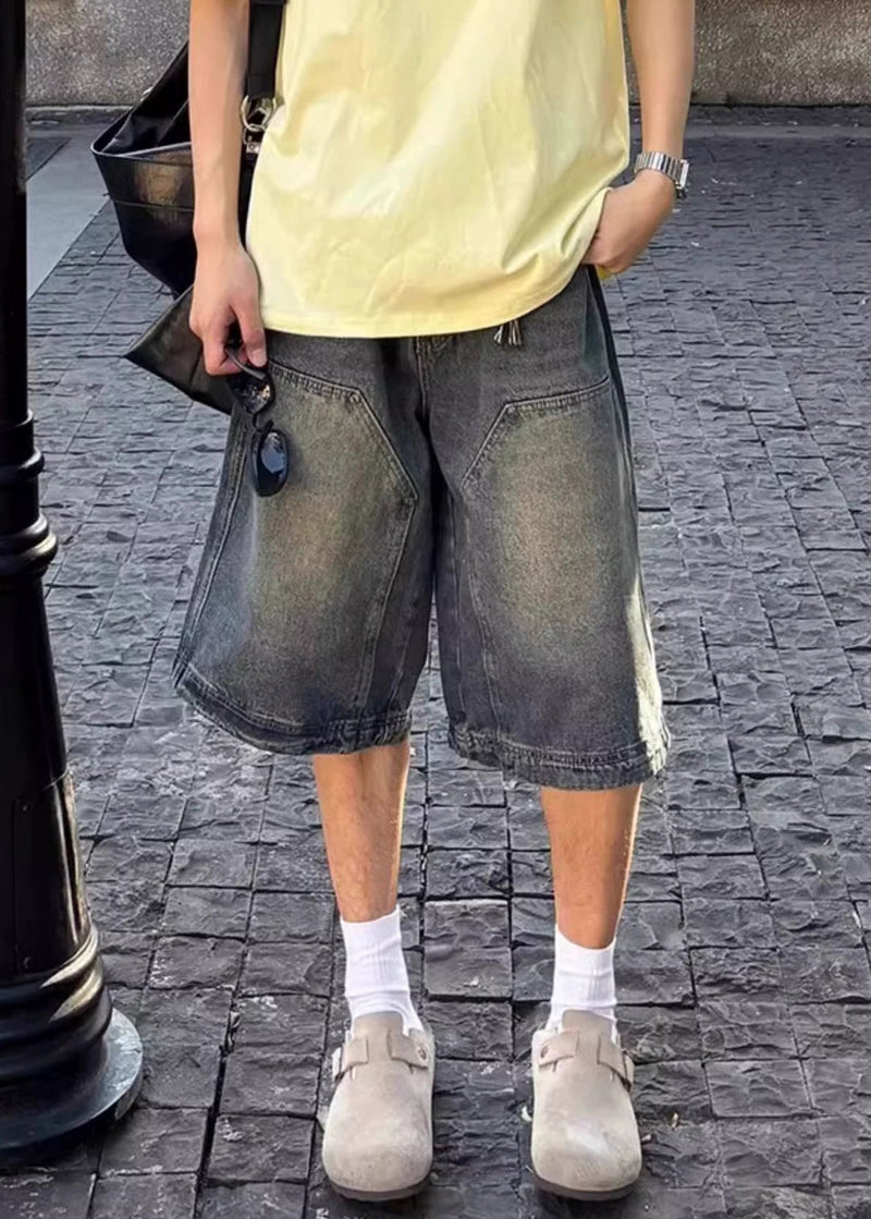 Fine Denim Blue Pockets High Waist Shorts Summer