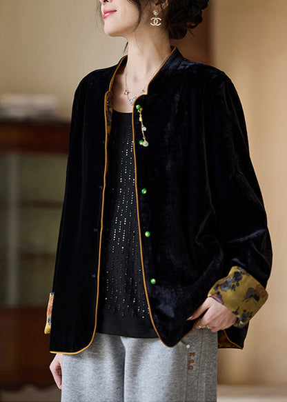 Fine Jacquard Wear on Both Sides Silk Velvet Coat Outwear Spring