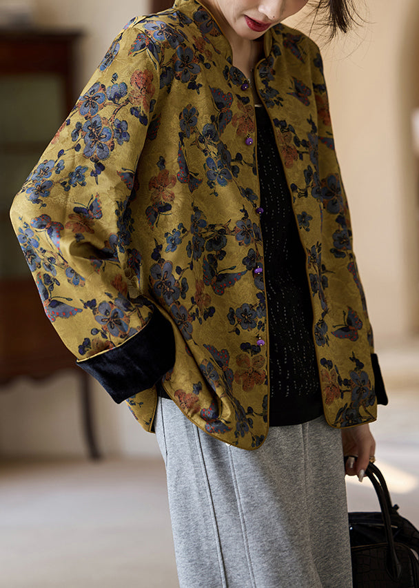 Fine Jacquard Wear on Both Sides Silk Velvet Coat Outwear Spring