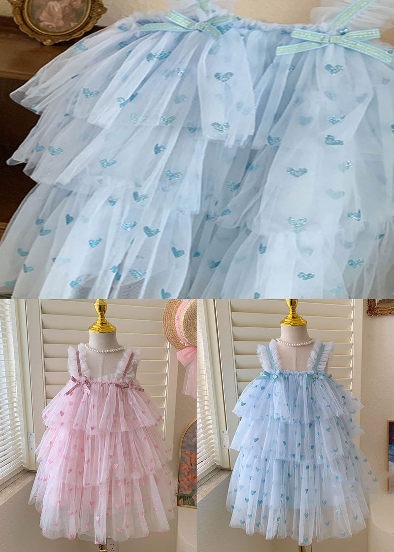 Fine Pink Ruffled Layered Patchwork Tulle Baby Dresses Summer